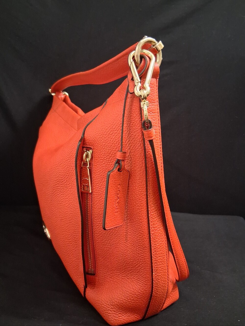 Coach Scout Hobo Purse Orange Pebble Leather W/ Pebble Leather Orange Wristlet - Picture 6 of 16